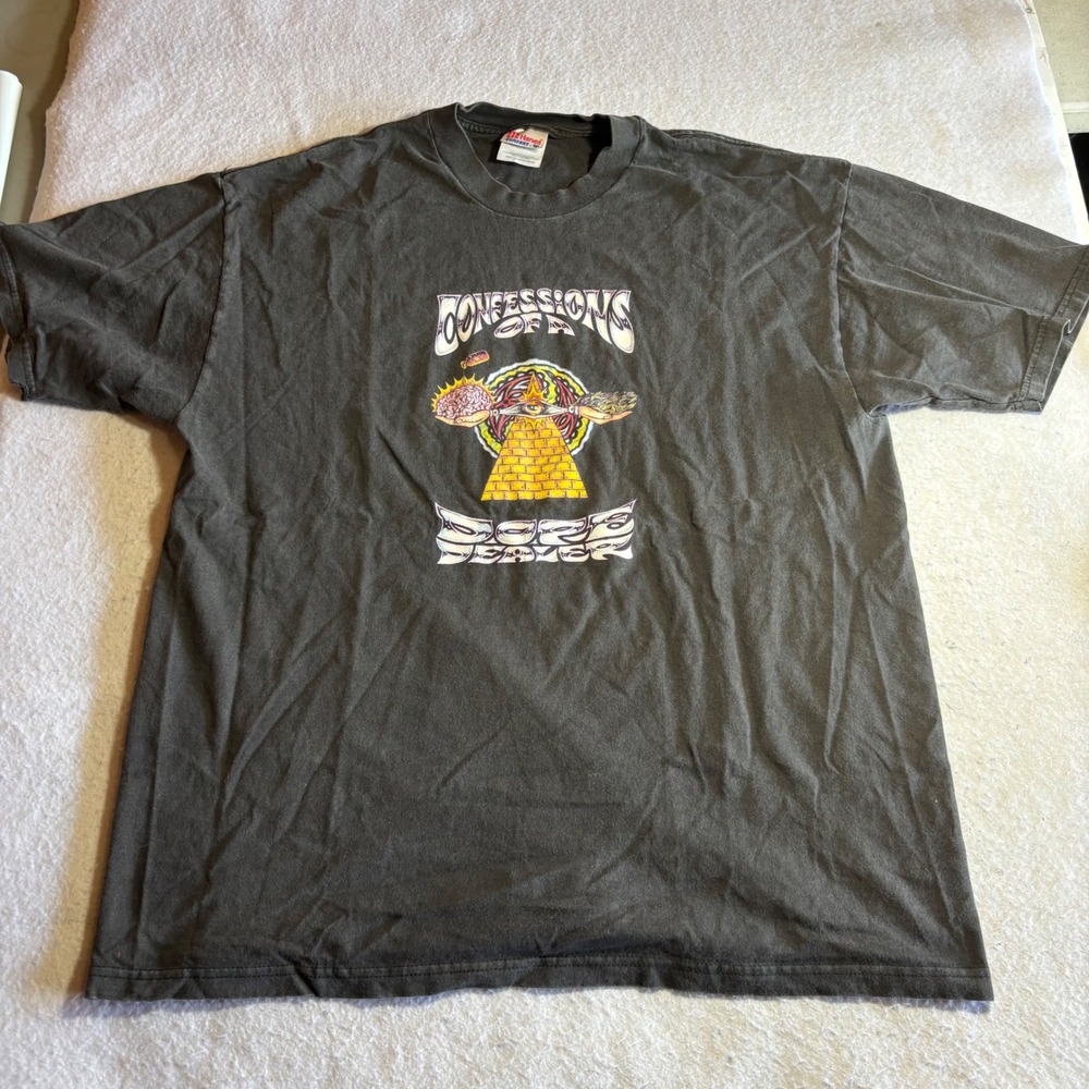 Vintage Hanes Confessions of a Dope Dealer Graphic T-Shirt Mens XL Faded Black